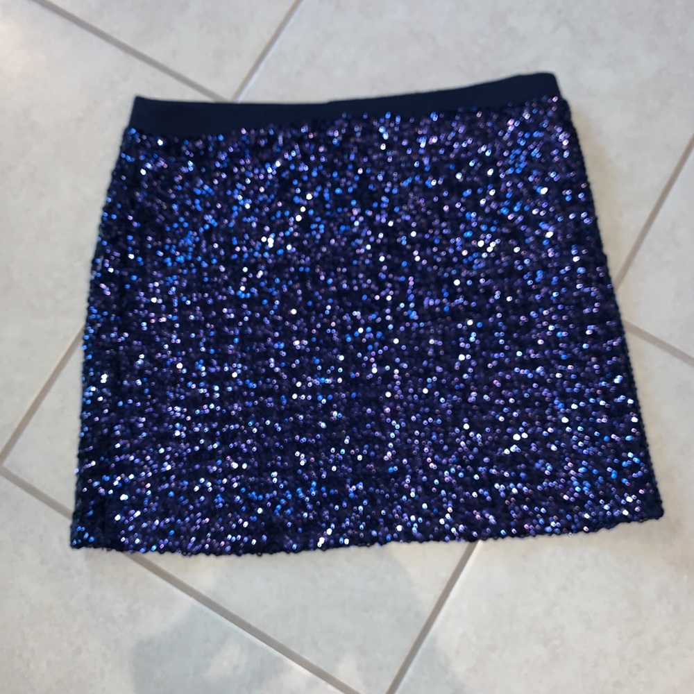 NWT FOREVER 21 Blue Sequin Stretch Skirt Sz S